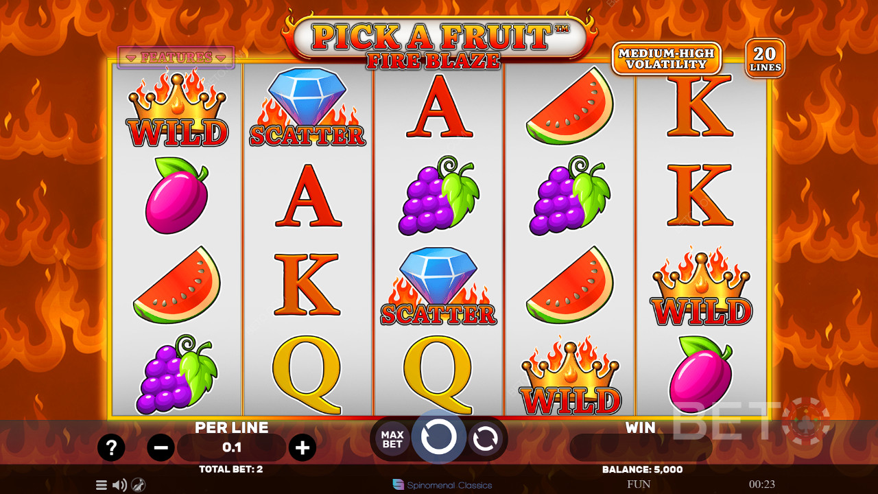 Pilih Kobaran Api Buah Ulasan oleh BETO Slots