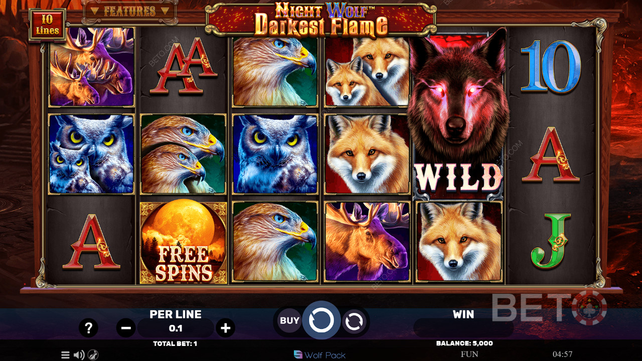 Ulasan Night Wolf Darkest Flame oleh BETO Slots