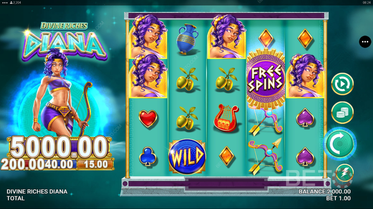 Ulasan Kekayaan Ilahi Diana oleh BETO Slots
