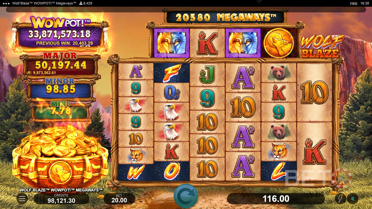 Wolf Blaze WOWPOT! Ulasan Megaways oleh BETO Slots