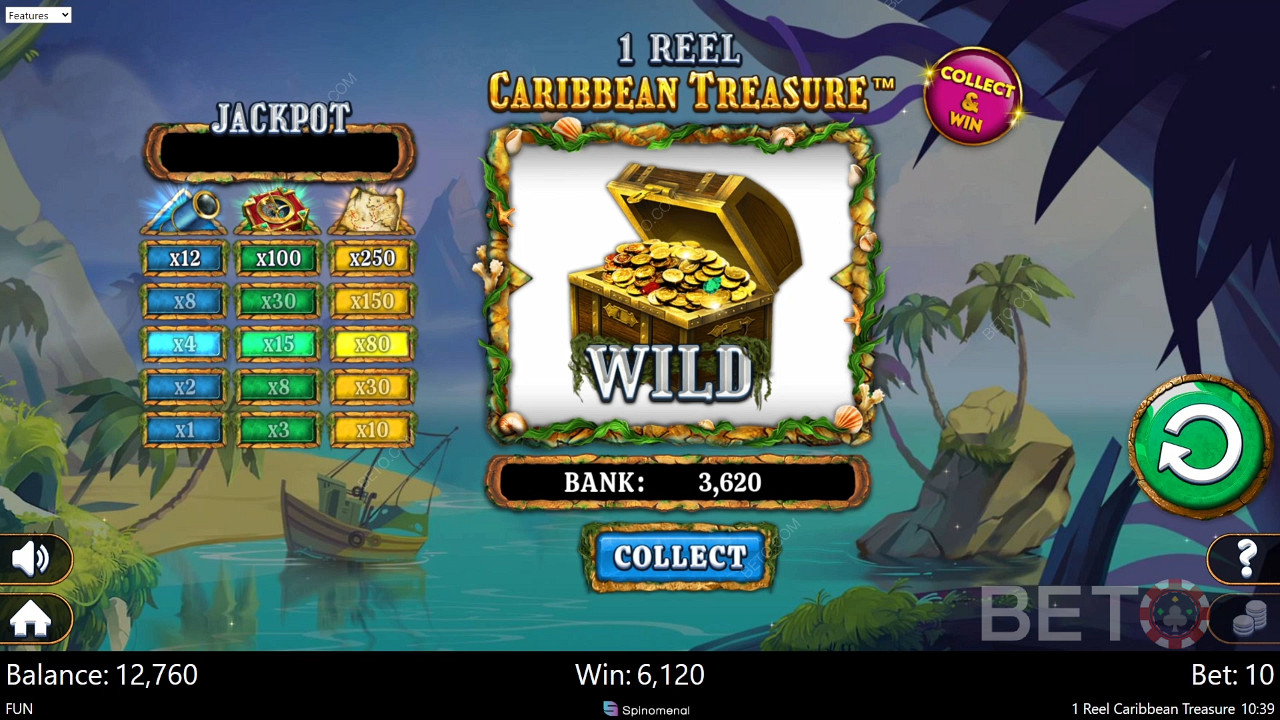 1 Reel Caribbean Treasure Main Gratis