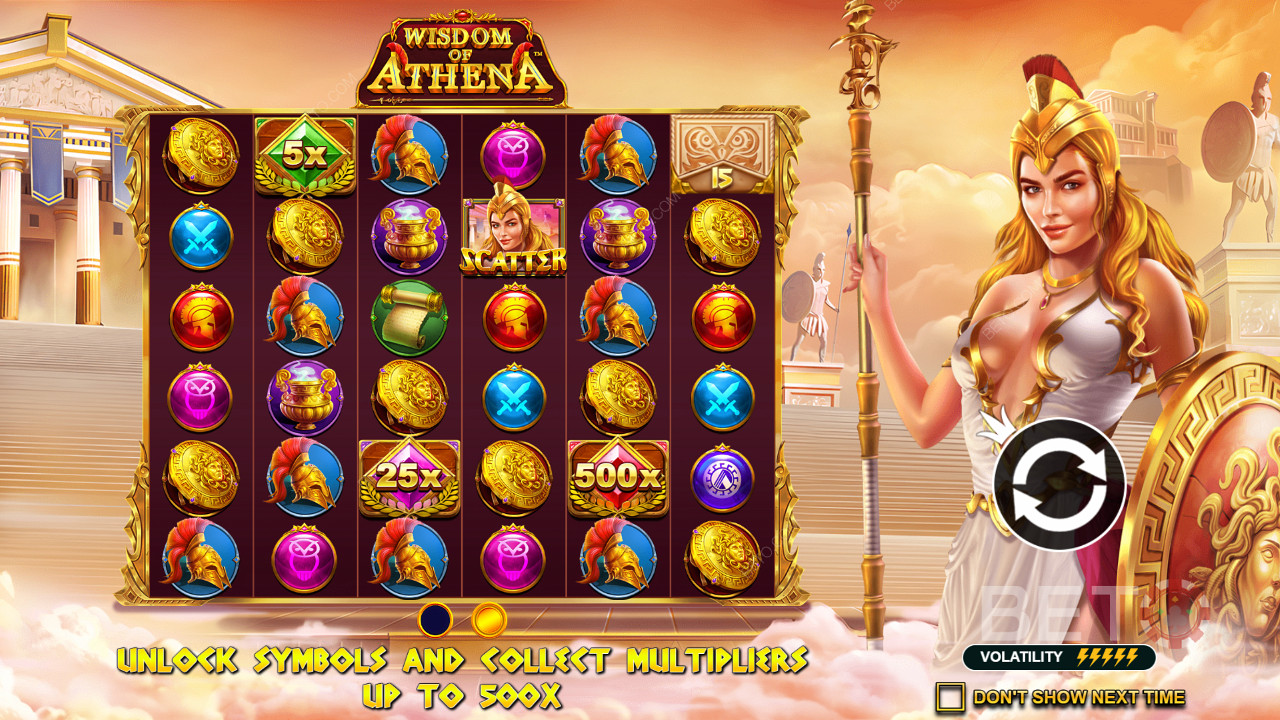 Pengali Masif terlihat di slot online Wisdom of Athena