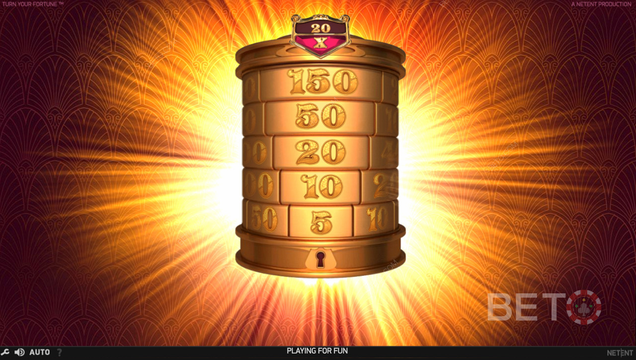 Silinder Kemenangan Emas yang khas di Turn Your Fortune