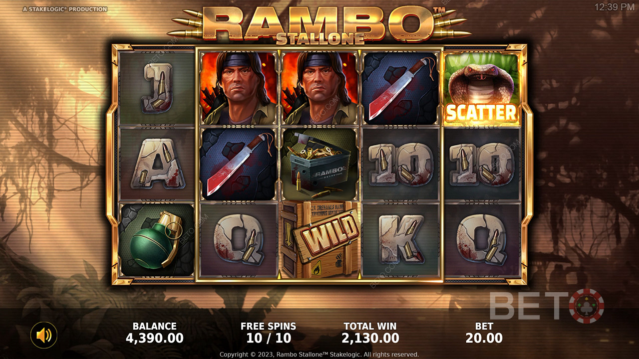 Nikmati Fitur Bonus yang luar biasa dan tema yang luar biasa di slot online Rambo