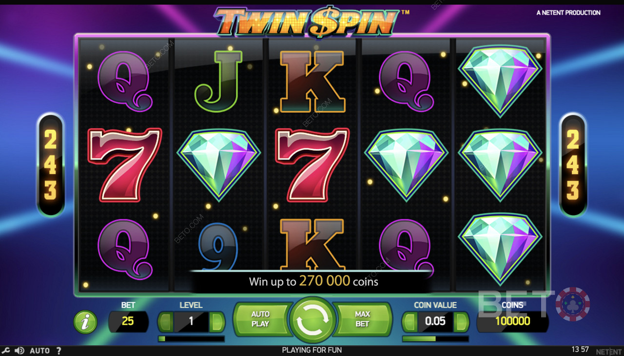Dapatkan bonus sambutan Anda atau penawaran bonus lainnya hari ini dan coba putaran bonus Anda dengan Slot Twin Spin