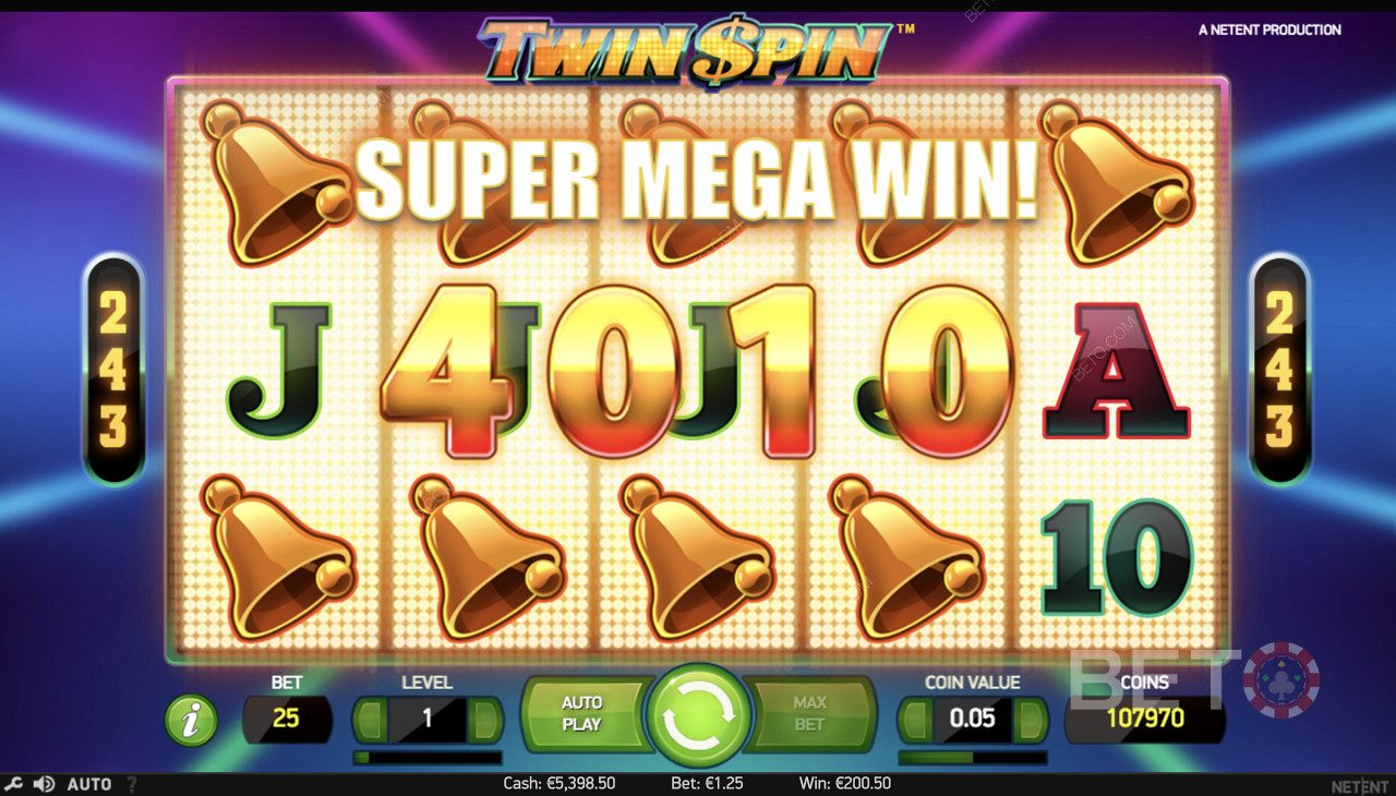Memenangkan Kemenangan Super Mega di Twin Spin