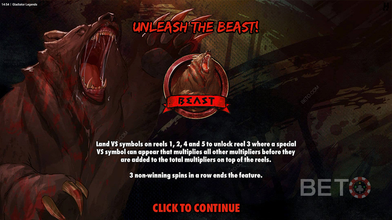 Menang besar dengan mendapatkan Pengali di game bonus Unleash the Beast