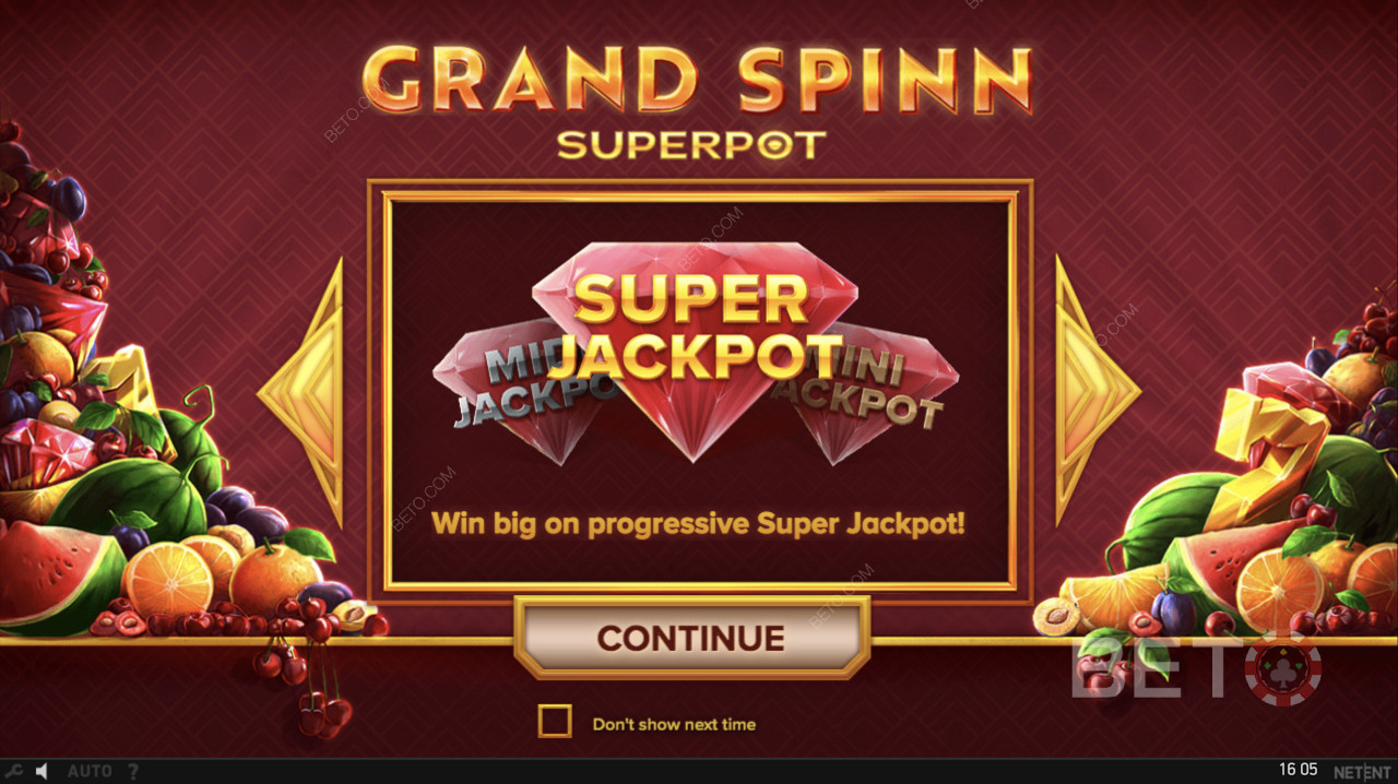 Jackpot Super Progresif dipicu di Grand Spinn Superpot