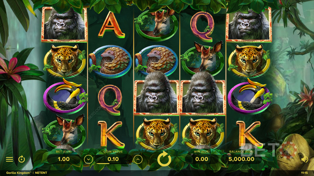 Simbol berbasis Hewan Liar di slot online Gorilla Kingdom
