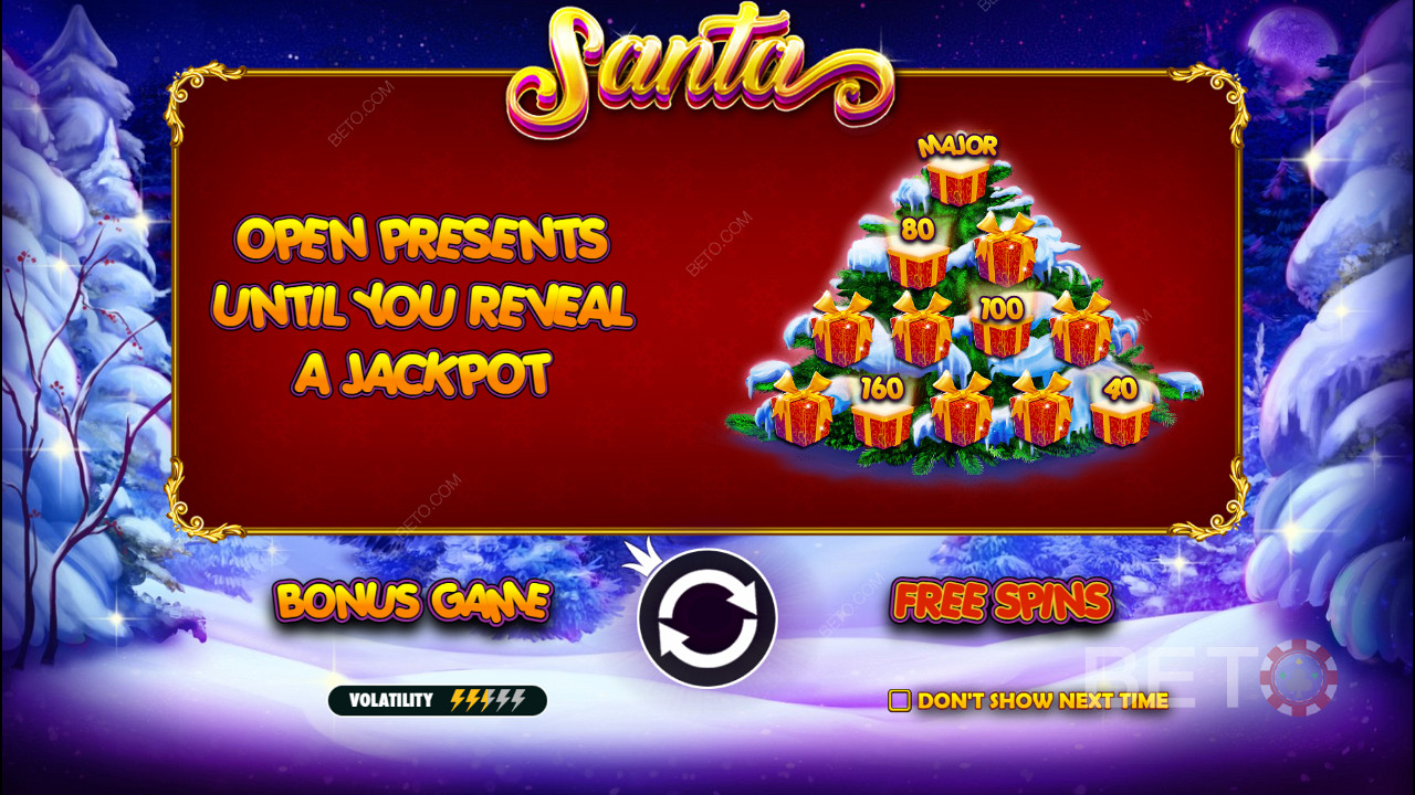 Game Bonus memiliki hadiah uang tunai dan Jackpot di slot online Santa