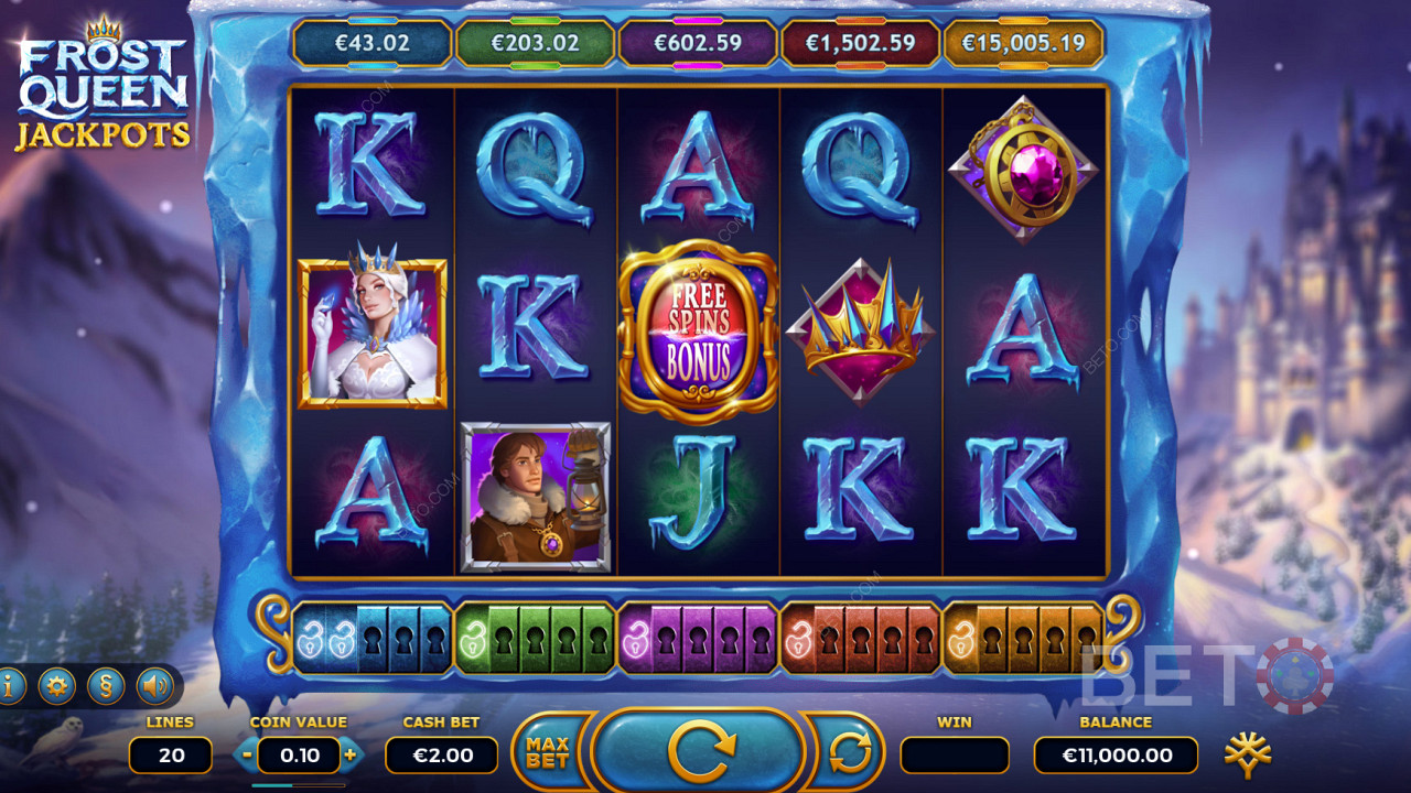 Slot Frost Queen Jackpots dengan banyak fitur bonus dan 5 jackpot!