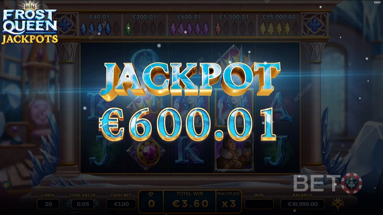 Mendapatkan jackpot senilai 600 Euro di Frost Queen Jackpots
