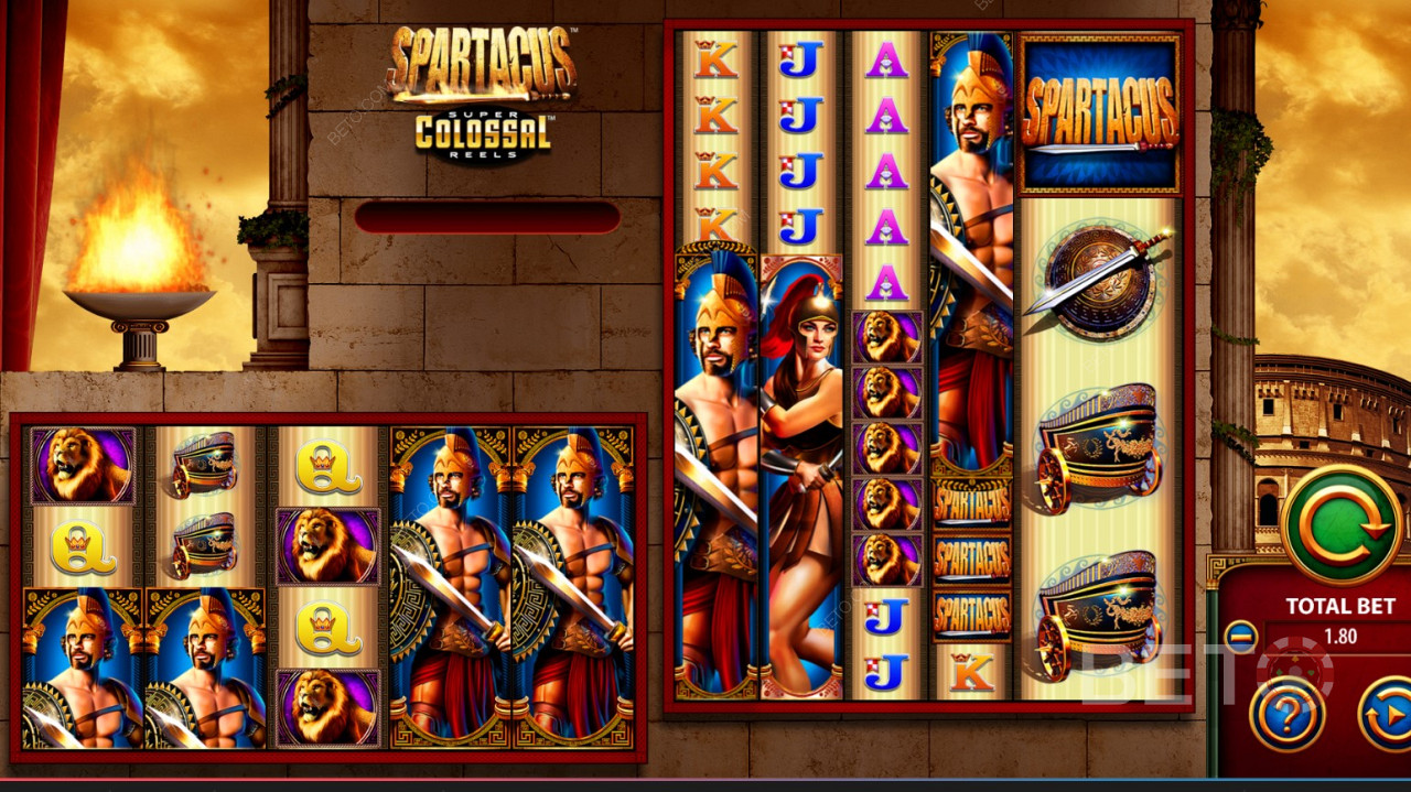 WMS (Williams Interactive) - Spartacus Super Colossal Reels - Bergabunglah dengan pemberontakan budak melawan penguasa Romawi mereka