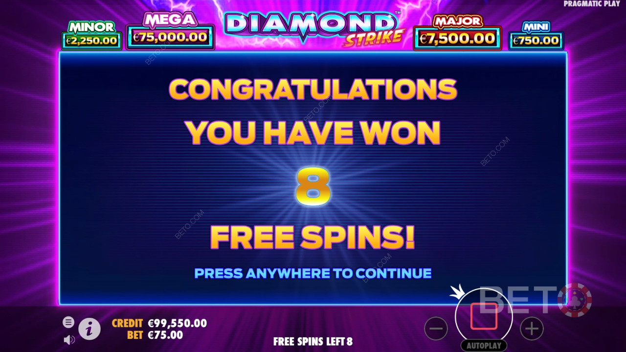 Menangkan 1,000x taruhan Anda di Mesin Slot Diamond Strike!