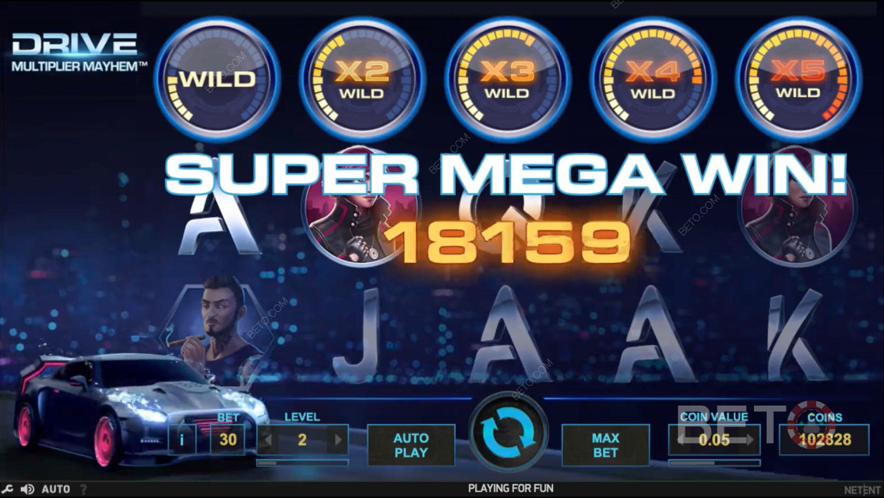 Fitur bonus seperti Multiplier Wild menawarkan Anda kesempatan untuk mendapatkan SUPER MEGA WIN