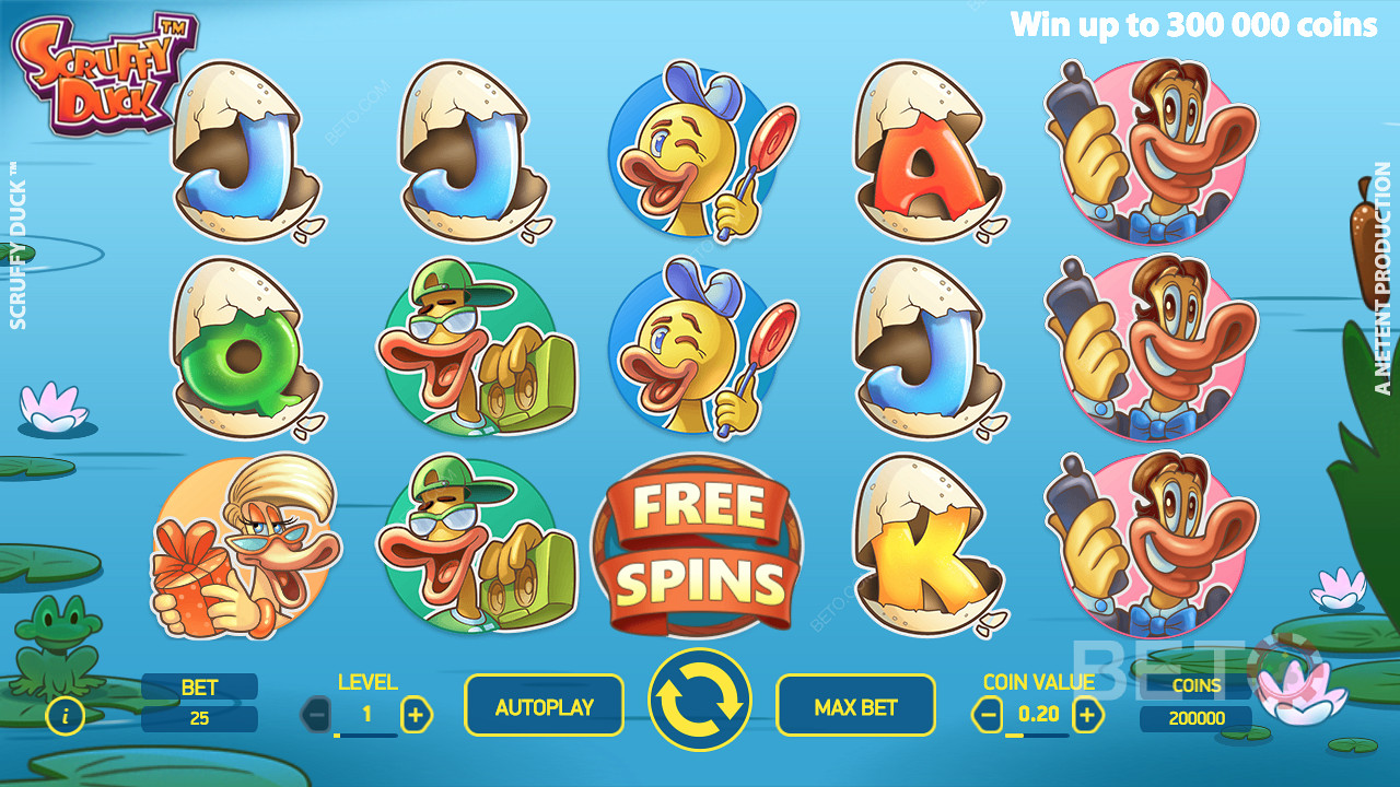 Scruffy Duck menawarkan 5 fitur putaran gratis yang berbeda