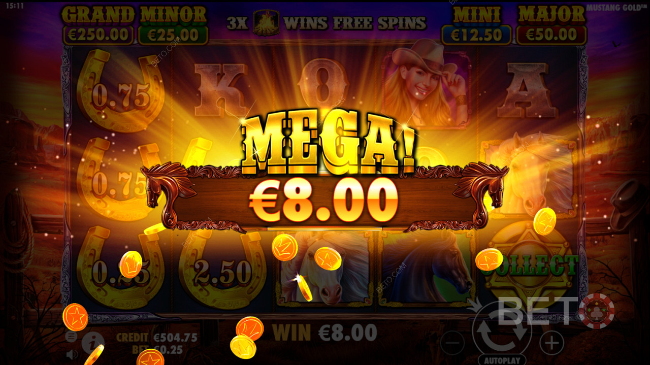 Mega Win di mesin slot Mustang Gold