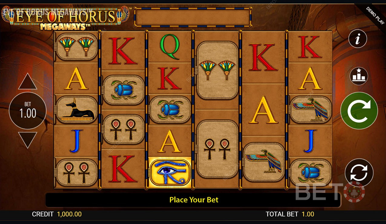 Ada total 15,625 cara menang di Slot Online Eye of Horus Megaways