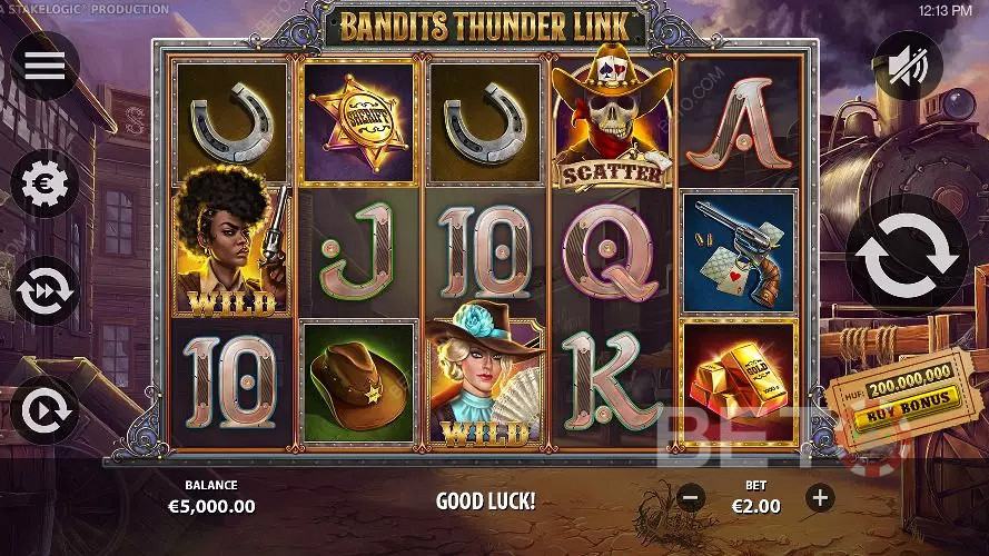 Anda bermain di slot bertema Barat ini di mesin slot Bandits Thunder Link