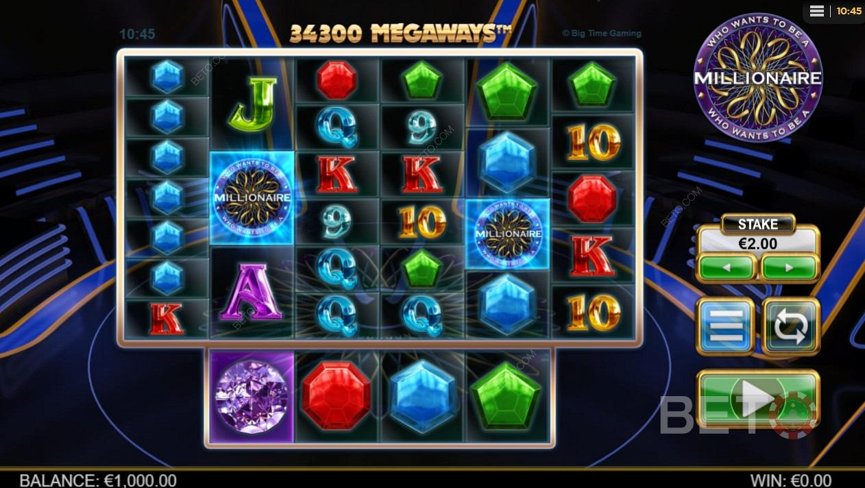 Tata letak dasar layar slot Who Wants to be a Millionaire memikat