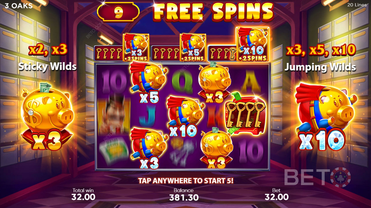 Fitur Bonus Dijelaskan di Super Sticky Piggy oleh 3 Oaks Gaming