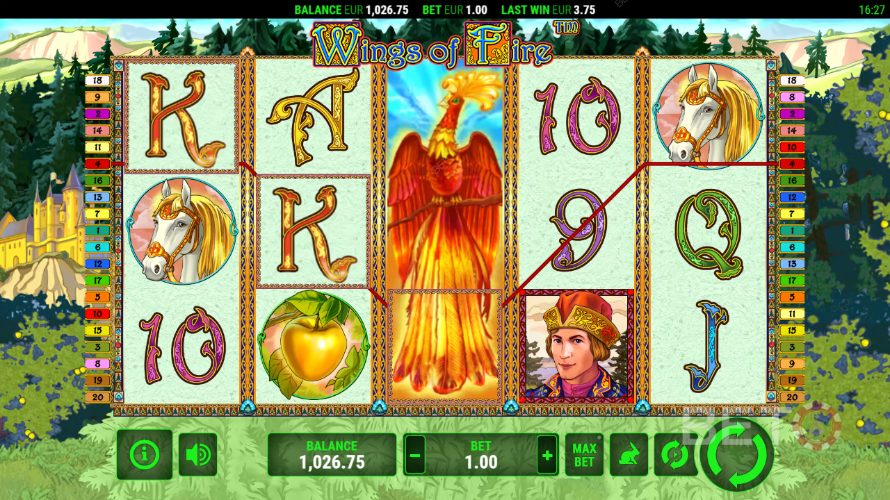 Menangkan 2,000x taruhan Anda di Mesin Slot Wings of Fire!