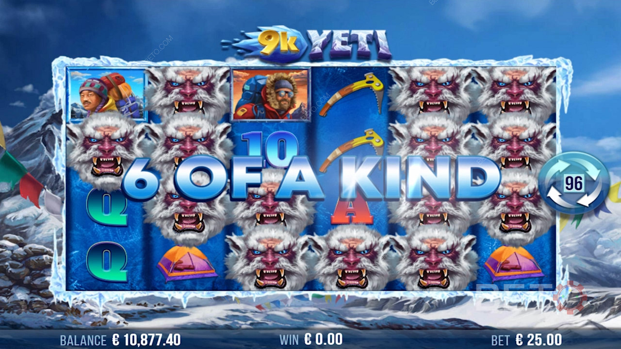 Daratkan kombinasi enam jenis dan menangkan banyak uang di slot online 9k Yeti