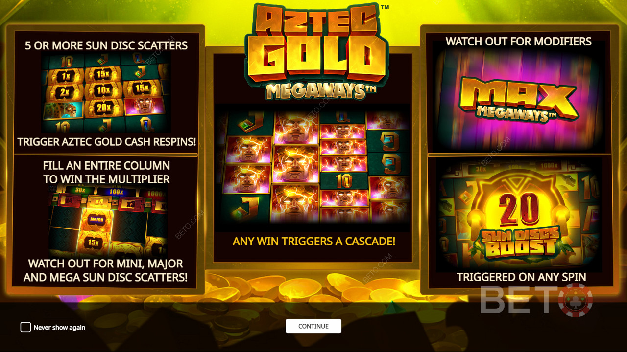 Nikmati beberapa fitur bonus yang kuat di mesin slot Aztec Gold Megaways