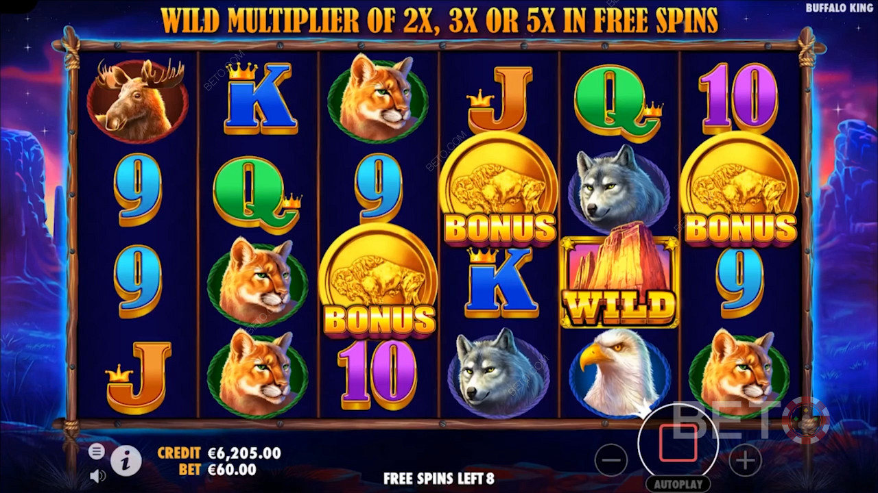 Hewan adalah simbol pembayaran teratas di slot Buffalo King