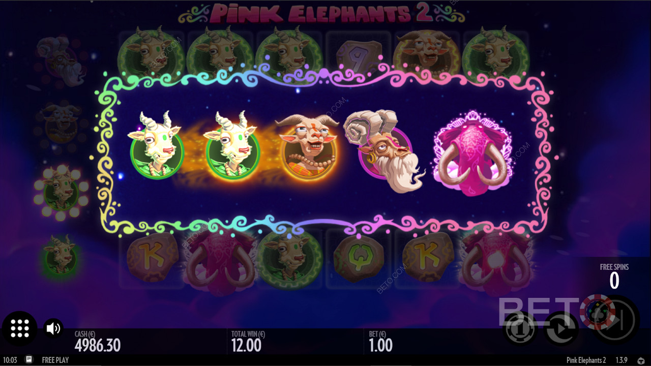 Simbol keren meningkatkan bonus di Pink Elephants 2