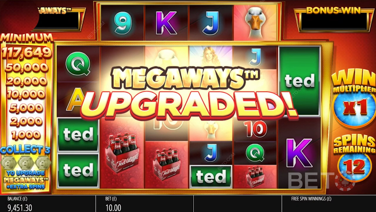 Tingkatkan Megaways dengan mengumpulkan 3 simbol Super Ted selama putaran gratis