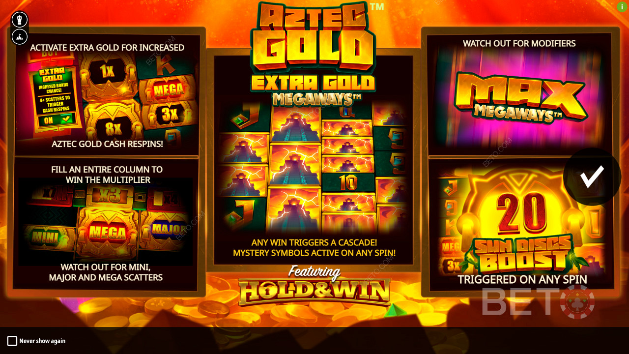Nikmati beberapa fitur bonus di slot Aztec Gold Extra Gold Megaways
