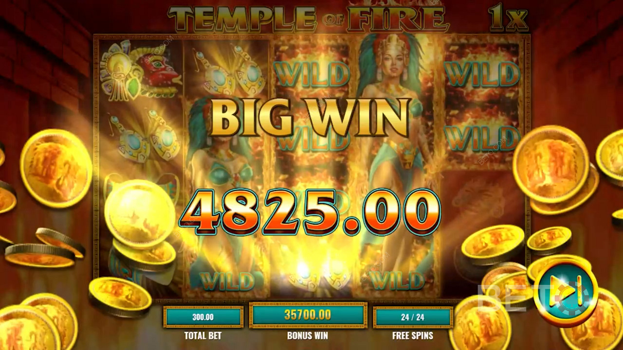 Kemenangan besar di slot online Temple of Fire