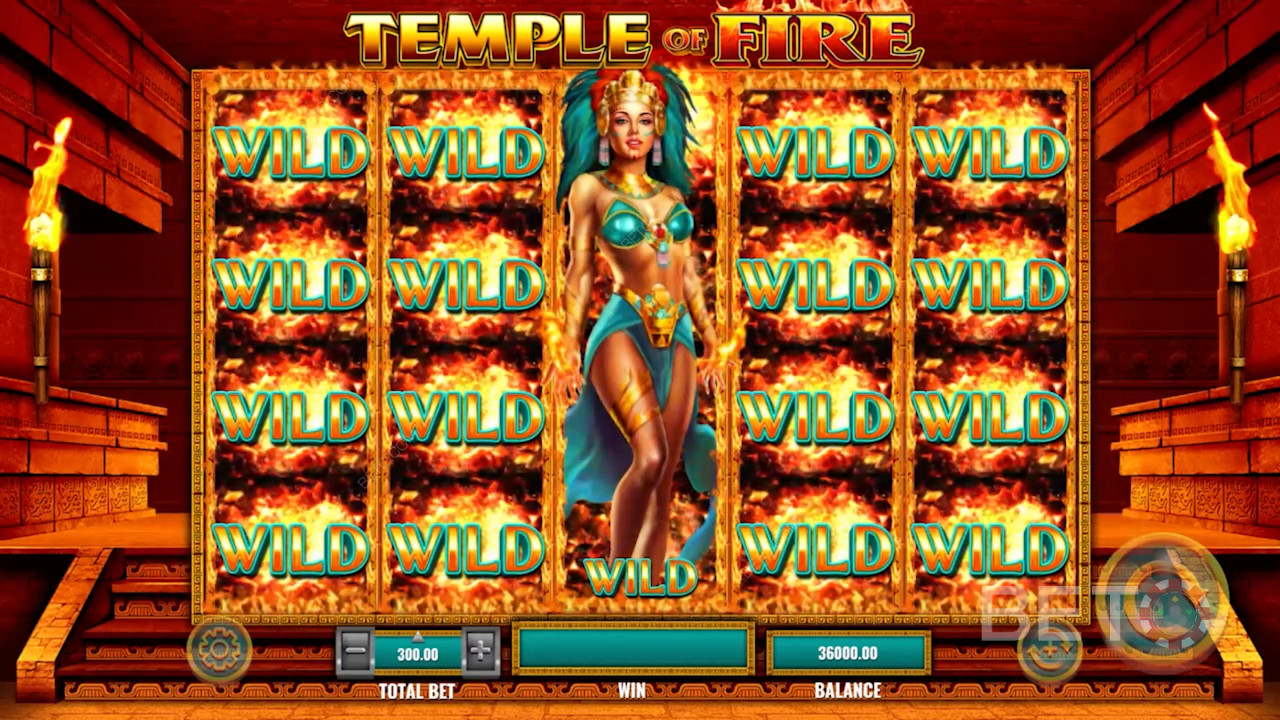Kekuatan Wild yang berkembang di slot online Temple of Fire