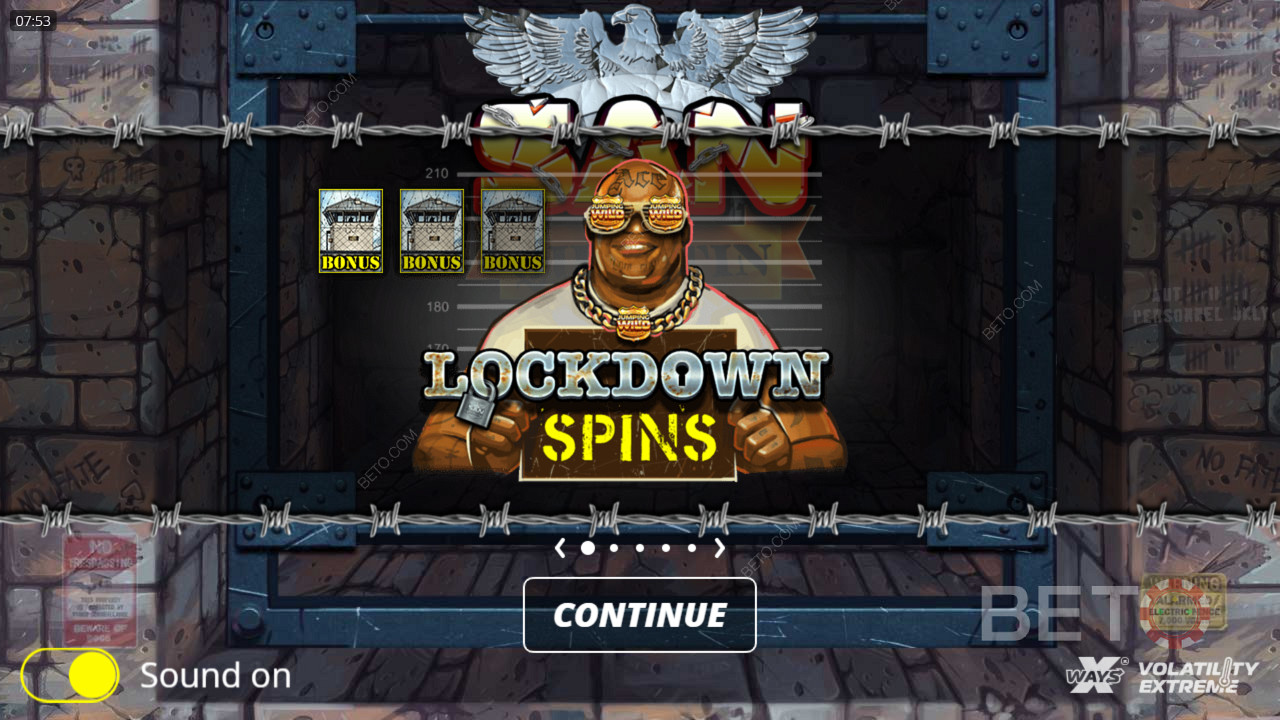 Picu putaran gratis dengan mendaratkan 3 simbol bonus di slot San Quentin xWays