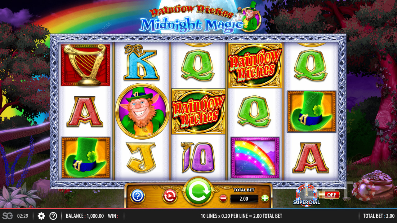 Kisi permainan 5x3 di Rainbow Riches Midnight Magic