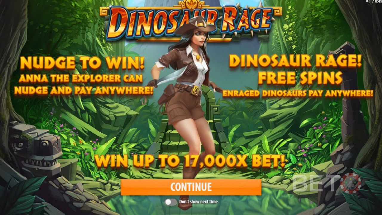 Dinosaur Rage dari Quickspin - ikuti Anna the Explorer kembali ke zaman Jurassic untuk mencari harta karun bonus