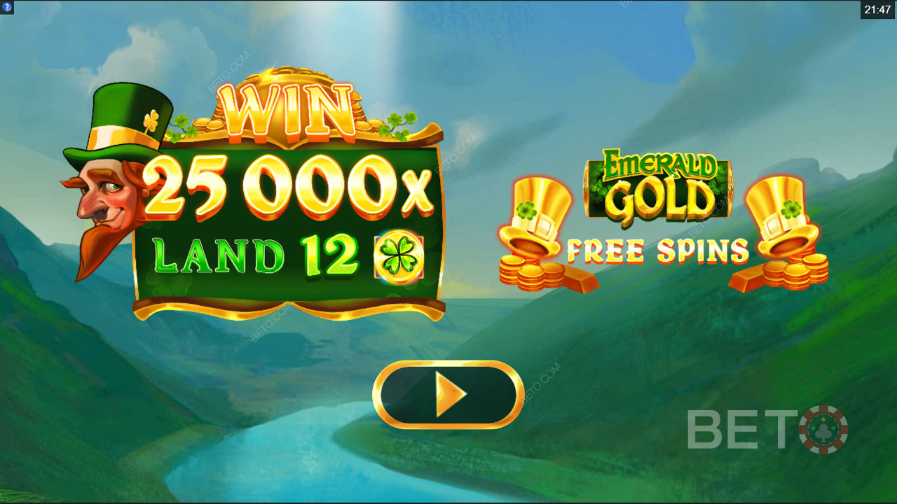 Menangkan 25,000x taruhan Anda di mesin slot Emerald Gold