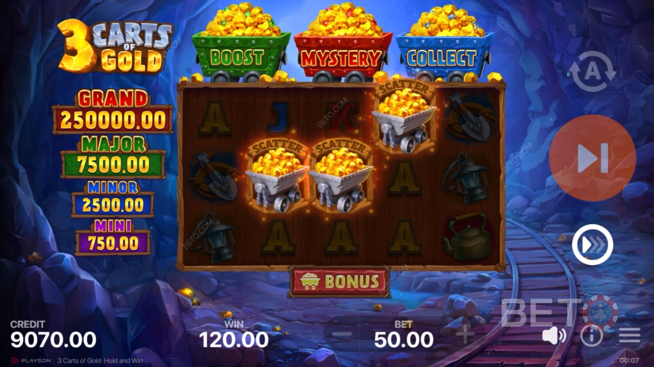 3 Gerobak Emas: Pegang dan Menangkan Ulasan oleh BETO Slots