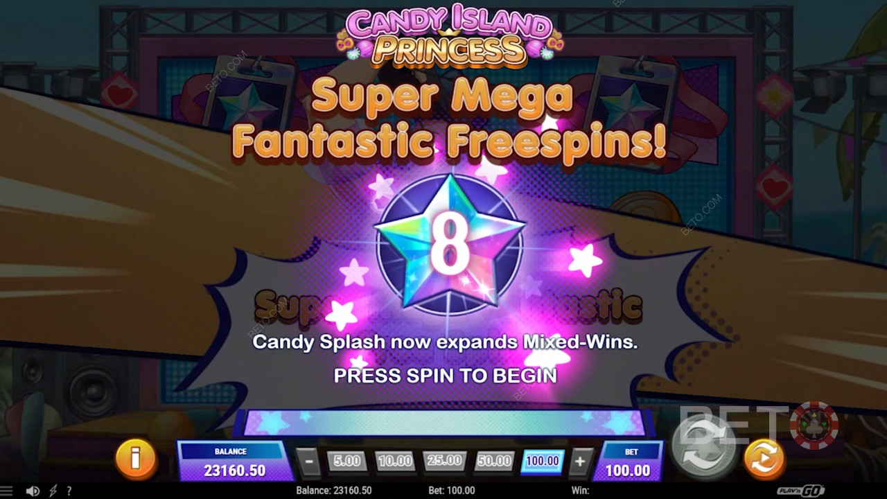 Putaran gratis yang mencolok di Candy Island Princess