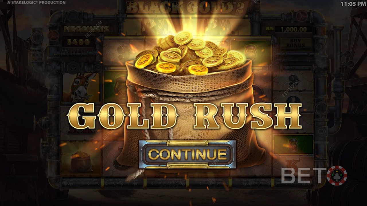 7 bonus pengubah yang berbeda dapat digunakan setelah mengaktifkan fitur Gold Rush