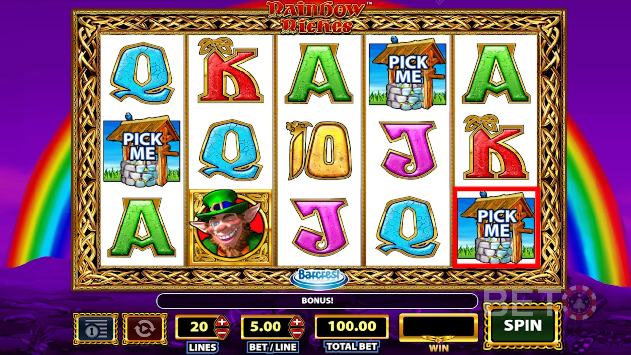 Simbol-simbol di mesin slot Rainbow Riches.