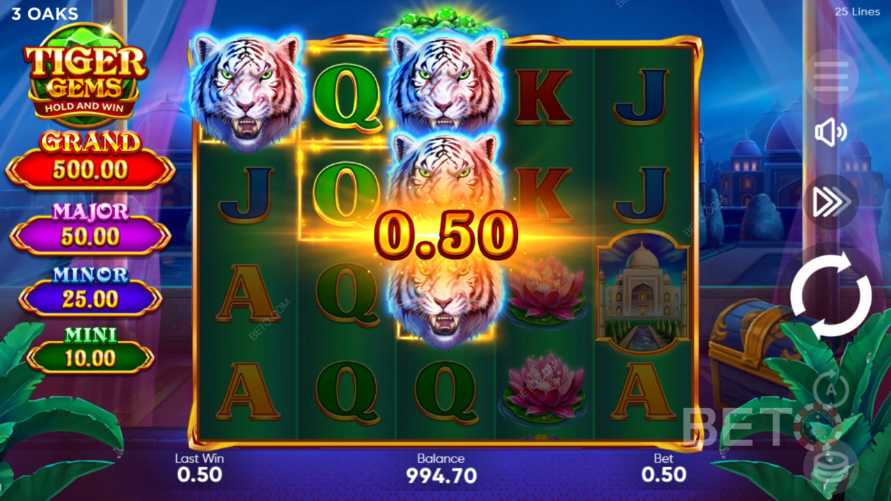 Menangkan 1,560x taruhan Anda di Mesin Slot Tiger Gems!