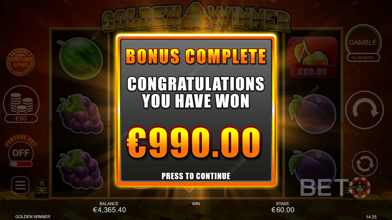 Menangkan 2,500x taruhan Anda di Mesin Slot Golden Winner!