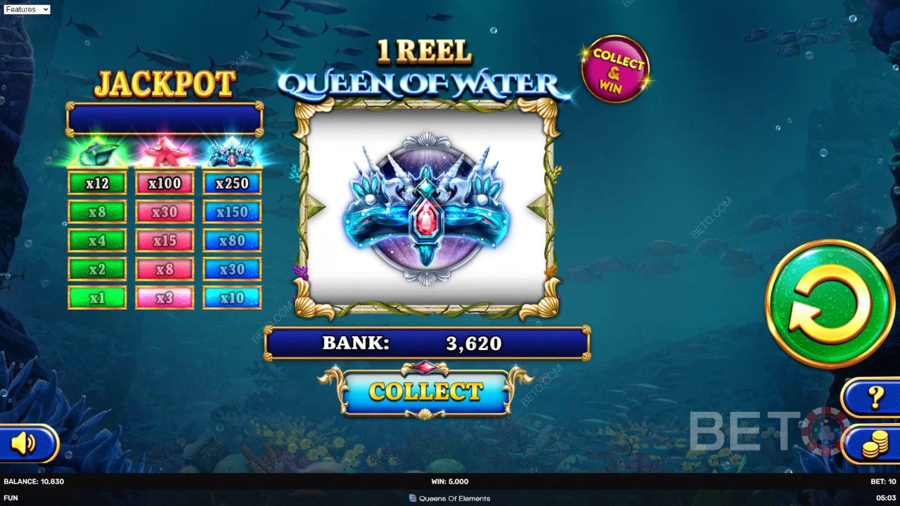 Ulasan 1 Reel Queen of Water oleh BETO Slots