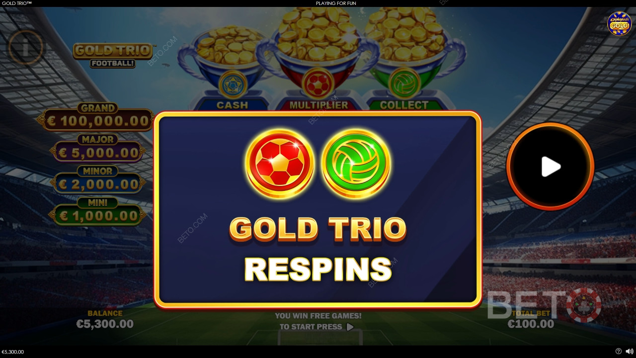 Fitur Bonus Dijelaskan dalam Trio Emas: Sepak Bola! oleh Playtech
