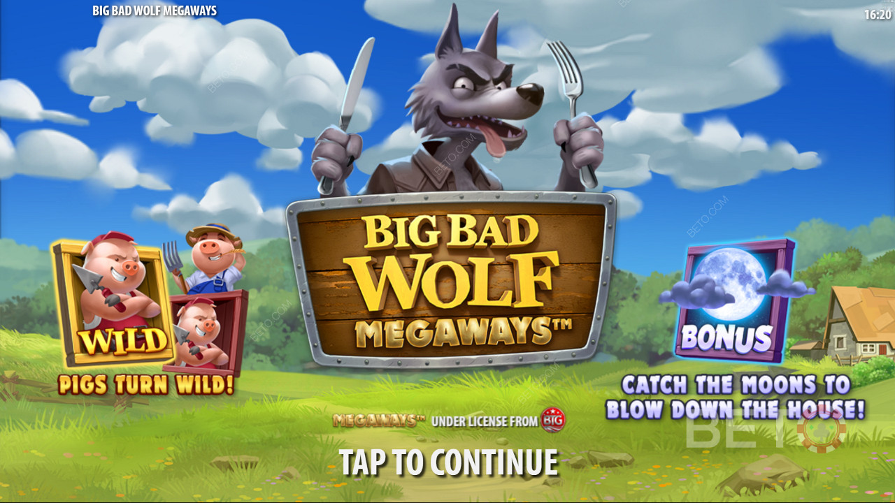 Nikmati fitur Piggy Wilds dan Spin Gratis di slot Big Bad Wolf Megaways