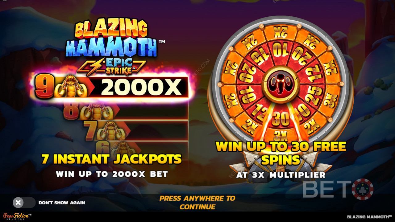 Menangkan hingga 2,000x taruhan Anda di mesin slot Blazing Mammoth