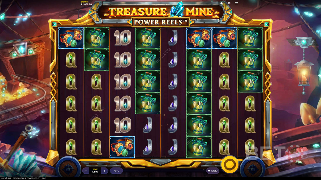 Nikmati tema dan grafik yang luar biasa di slot online Treasure Mine Power Reels