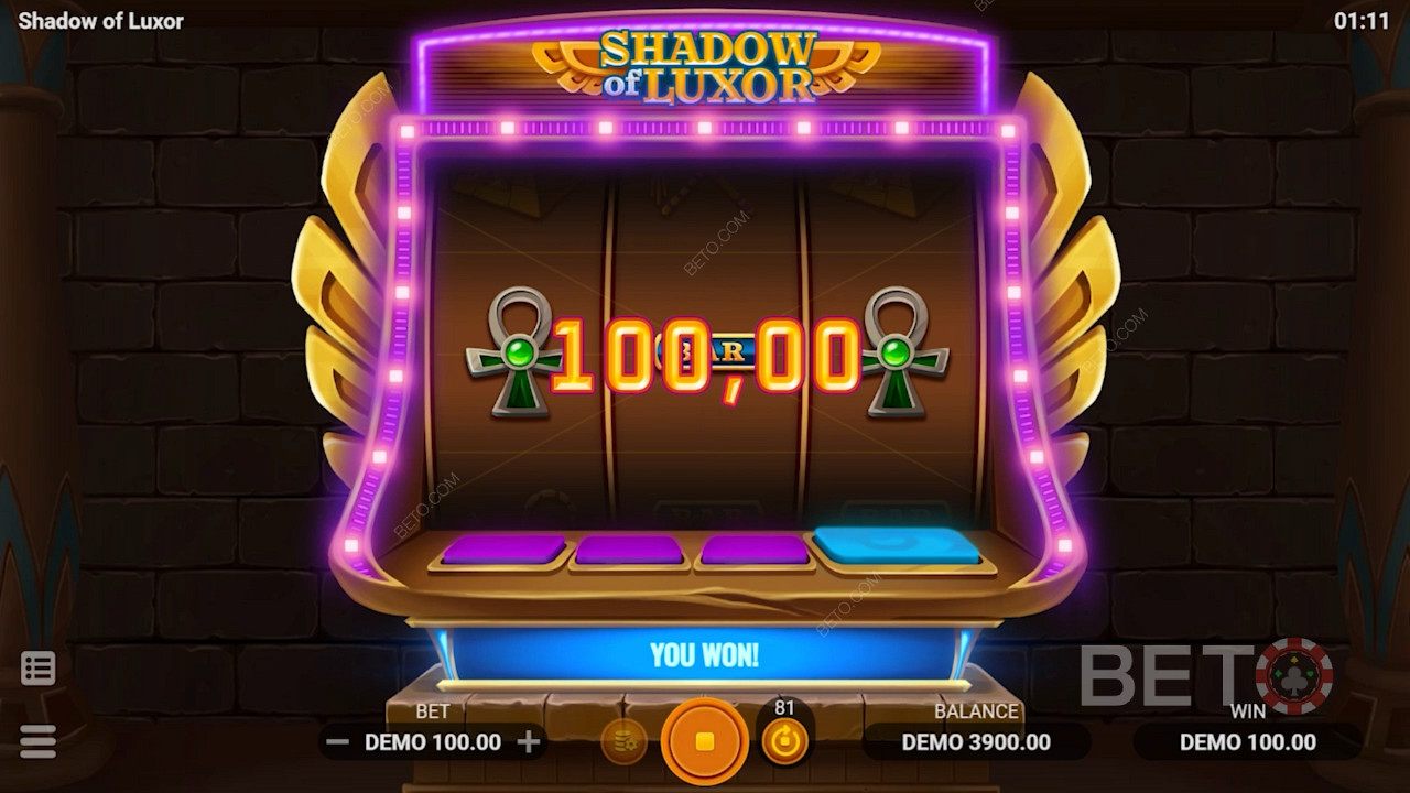 Mainkan game Shadow of Luxor dengan kekayaan kuno yang dapat memberi Anda pembayaran yang menarik